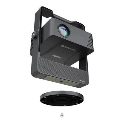 ZEBRONICS PIXAPLAY 29, Smart Projector, 14500 Lumens, Dolby Audio, 4K Support, 200 Inch Screen Size, Supports Bluetooth, HDMI, USB, WiFi, 1080p Native, Auto Focus, Keystone, APP Support, Miracas