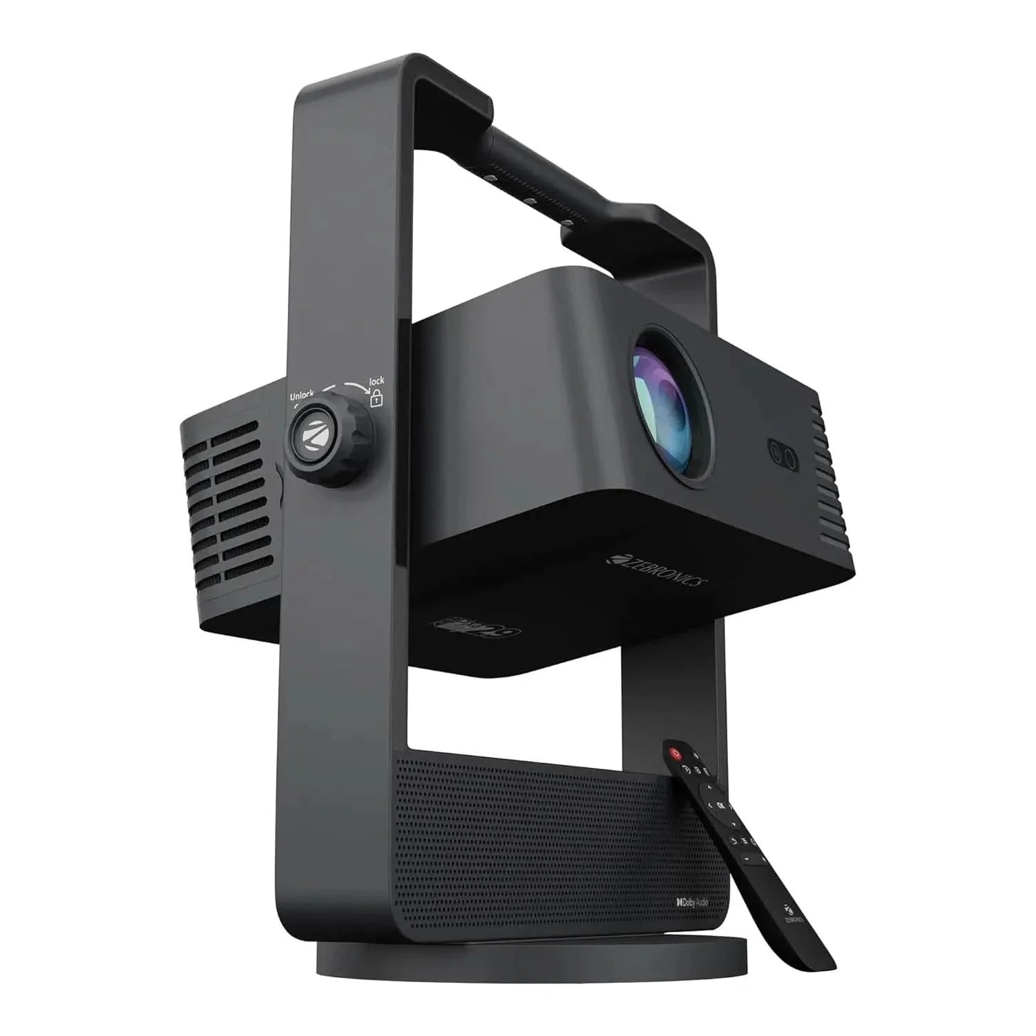 ZEBRONICS PIXAPLAY 29, Smart Projector, 14500 Lumens, Dolby Audio, 4K Support, 200 Inch Screen Size, Supports Bluetooth, HDMI, USB, WiFi, 1080p Native, Auto Focus, Keystone, APP Support, Miracas