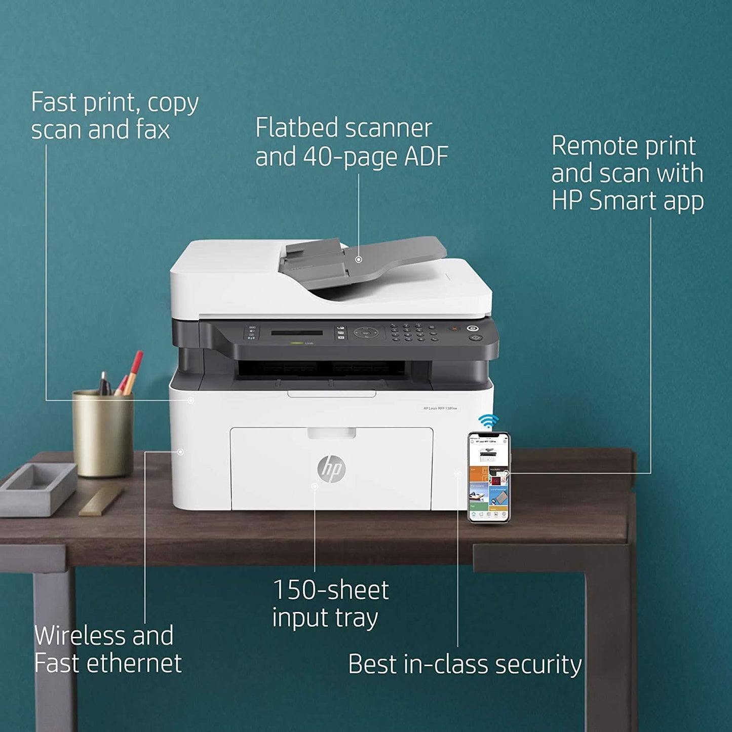 HP LASERJET 138FNW PRINT COPY SCAN & FAX, WI-FI PRINTER