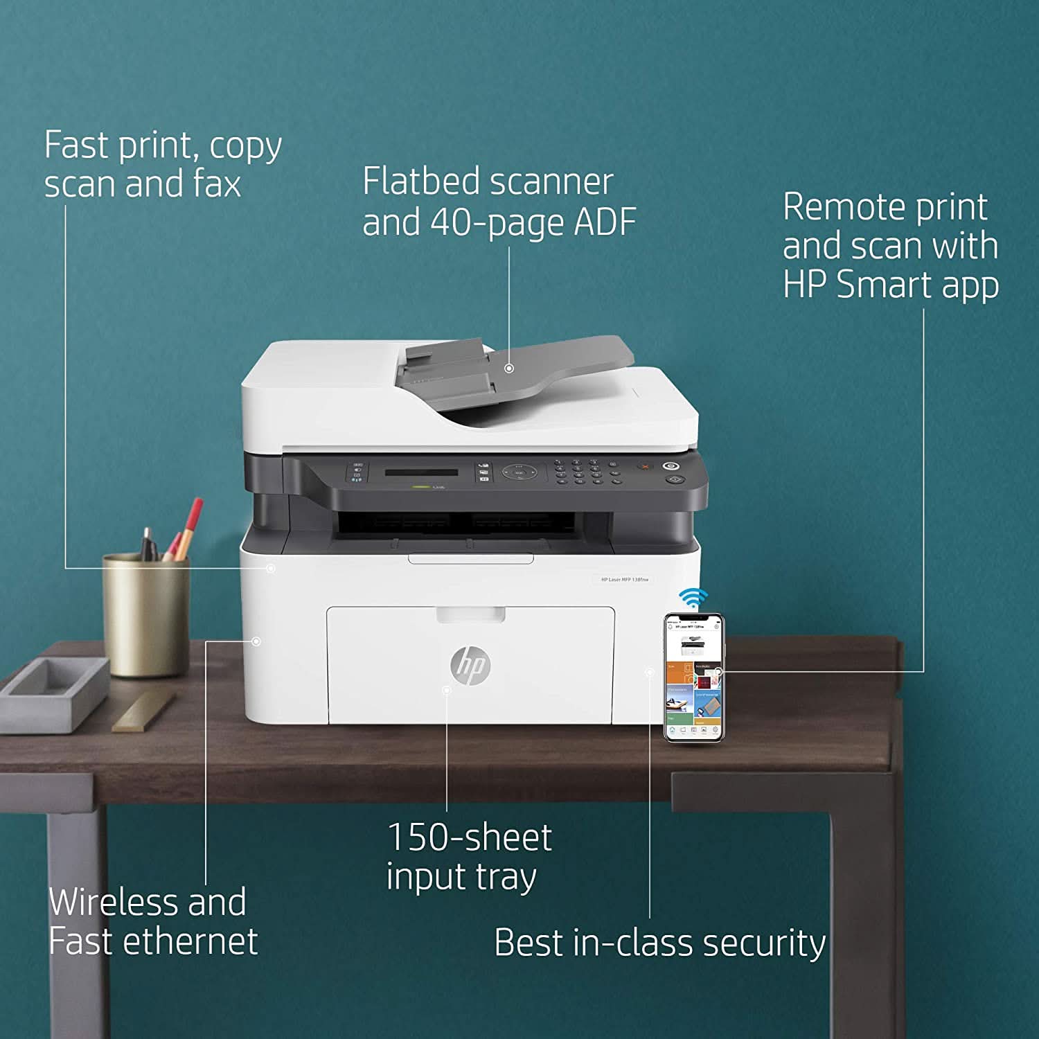 HP LASERJET 138FNW PRINT COPY SCAN & FAX, WI-FI PRINTER
