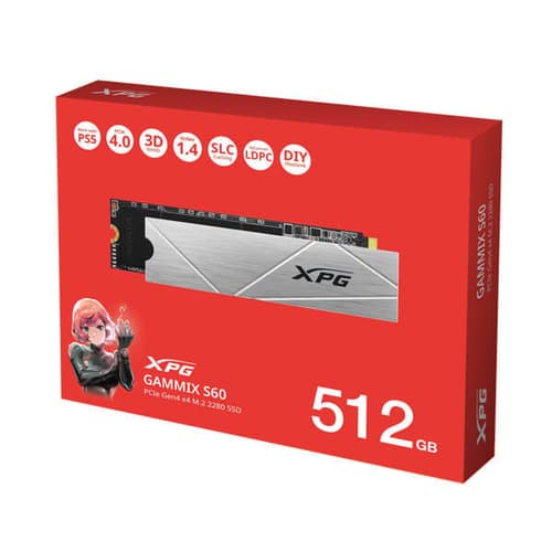 XPG ADATA GAMMIX S60 512GB M.2 2280 INTERNAL SOLID STATE AGAMMIXS60-512G-CS