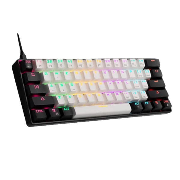 GAMDIAS AURA GK2 60% Mechanical Wired Gaming Keyboard ( White / Black ) ( Tactile Red Switches )