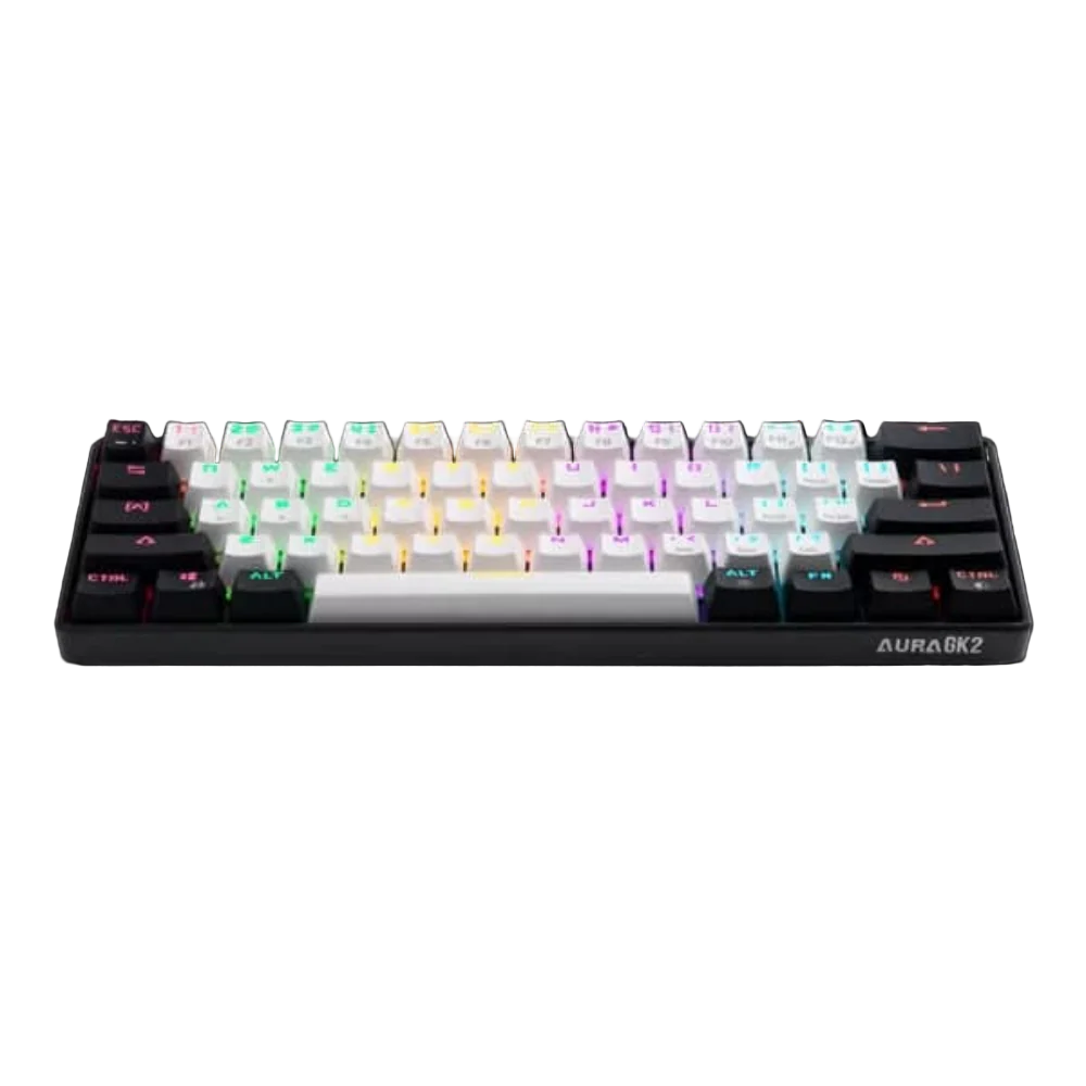 GAMDIAS AURA GK2 60% Mechanical Wired Gaming Keyboard ( White / Black ) ( Tactile Red Switches )