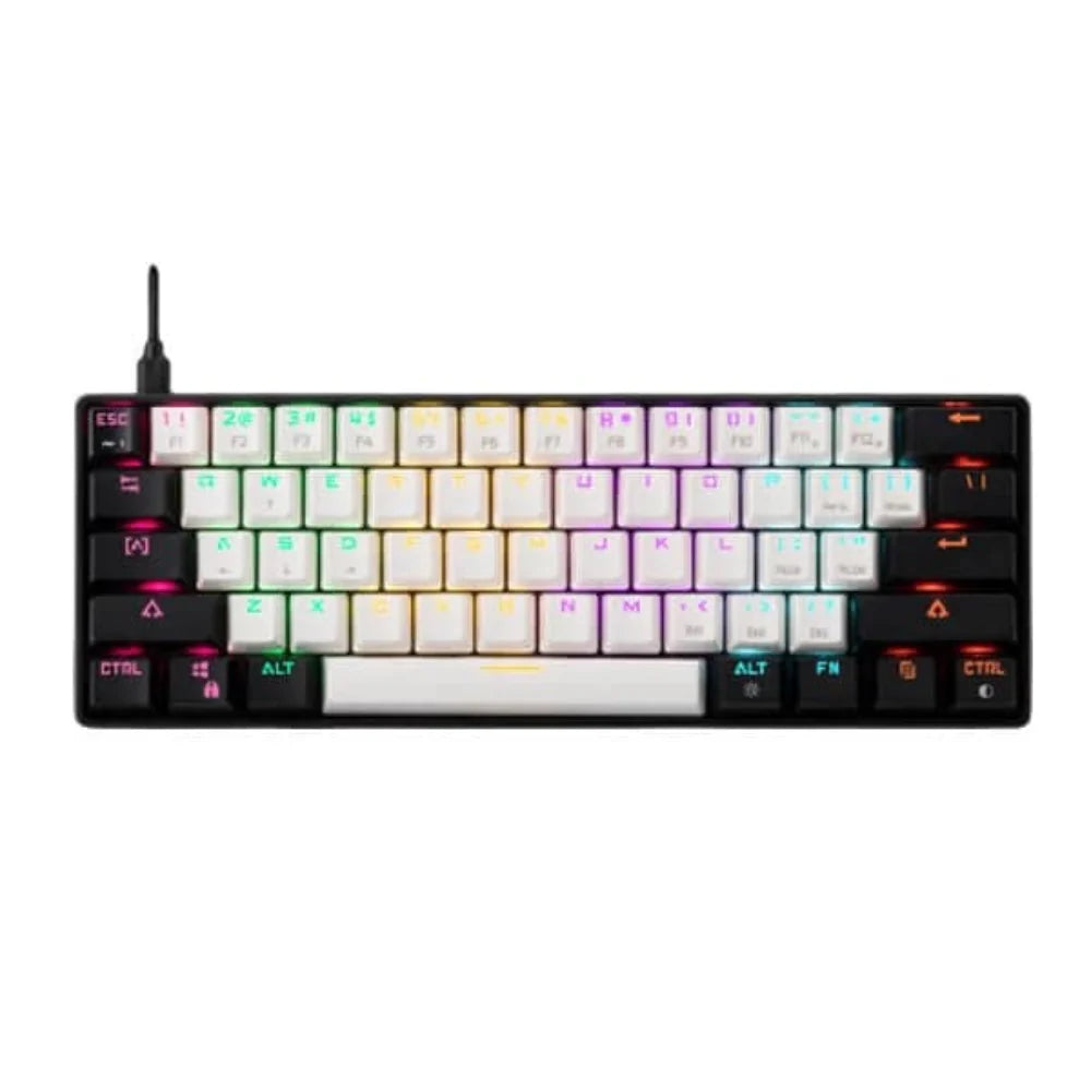 GAMDIAS AURA GK2 60% Mechanical Wired Gaming Keyboard ( White / Black ) ( Tactile Red Switches )