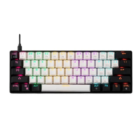 GAMDIAS AURA GK2 60% Mechanical Wired Gaming Keyboard ( White / Black ) ( Tactile Red Switches )
