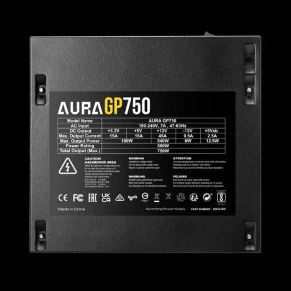 GIGABYTE Aura GP750 80+ White Non-Modular ATX 2.0 Power Supply ( 750W ) ( Black ) - Mehta Brothers Shop