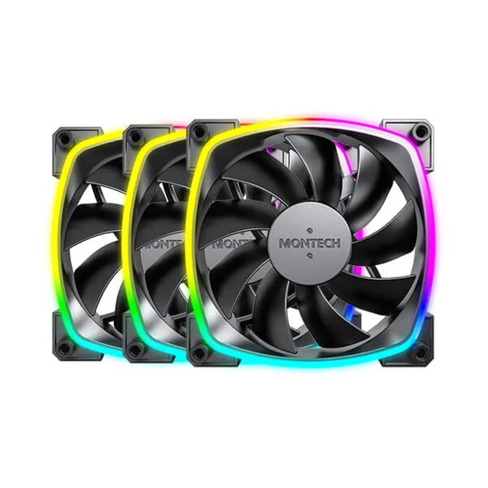 MONTECH AX120 PWM 120mm ARGB Cabinet Fan (Black) (Triple Pack)