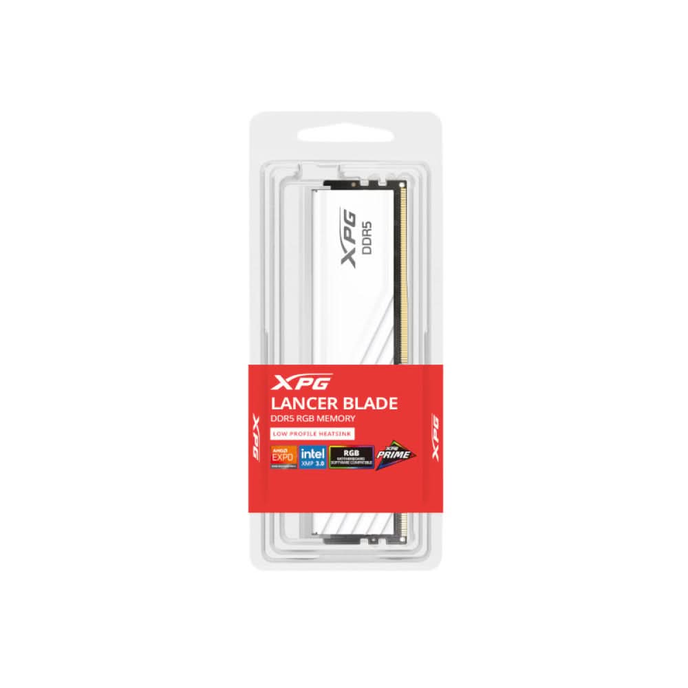 ADATA XPG LANCER BLADE RGB 16GB (16GBX1) DDR5 6000MHZ RAM- WHITE AX5U6000C4816G-SLABRWH
