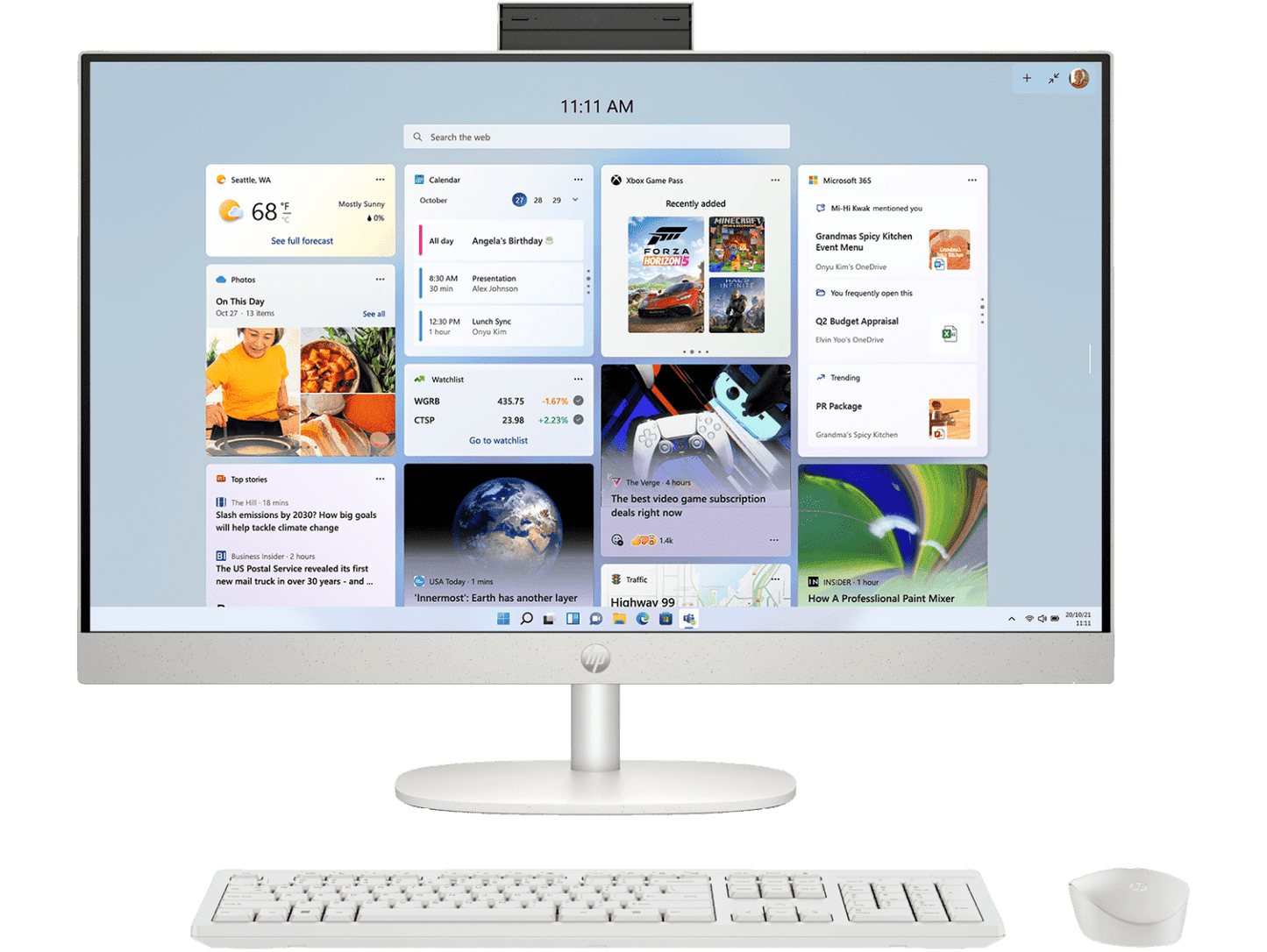 HP AIO 27 13th Gen Intel Core i3-1315U, 8GB, 512GB SSD, Intel UMA Graphics, 27 Inch FHD, Win 11, MS Office 2024, Shell White, CR0902IN