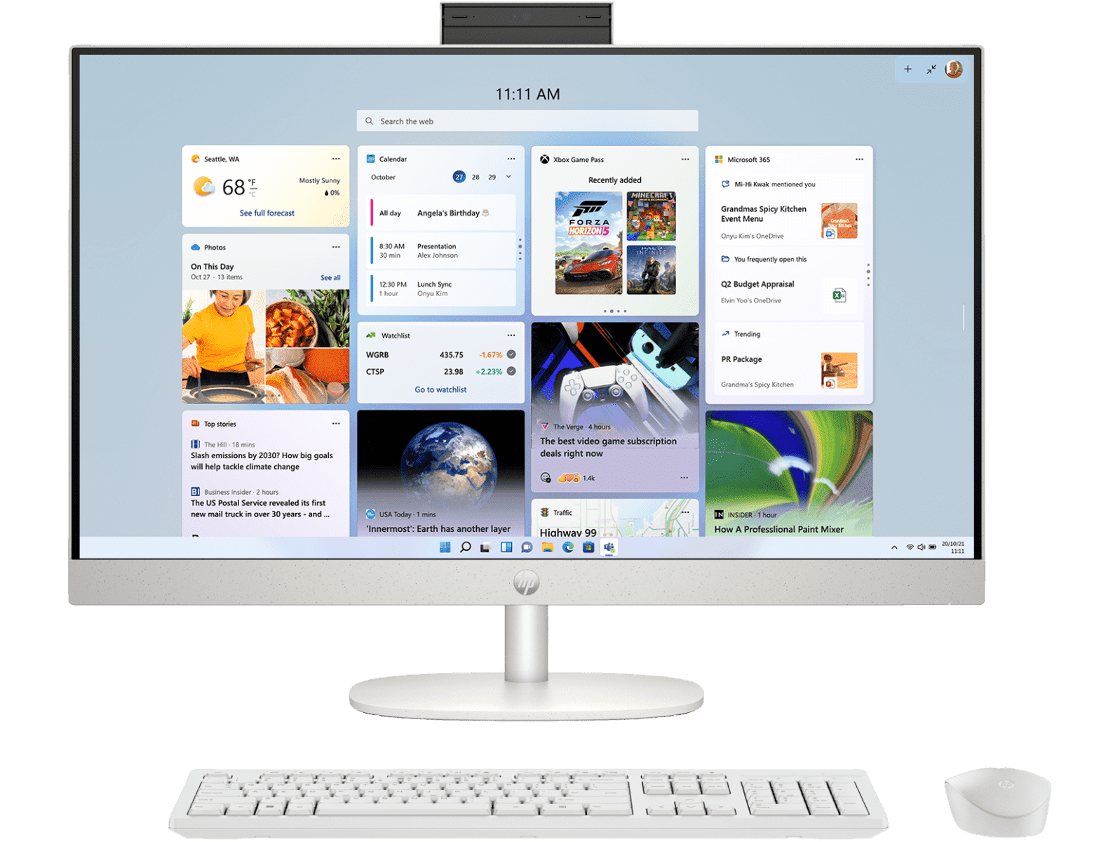 HP AIO 27 13th Gen Intel Core i3-1315U, 8GB, 512GB SSD, Intel UMA Graphics, 27 Inch FHD, Win 11, MS Office 2024, Shell White, CR0902IN