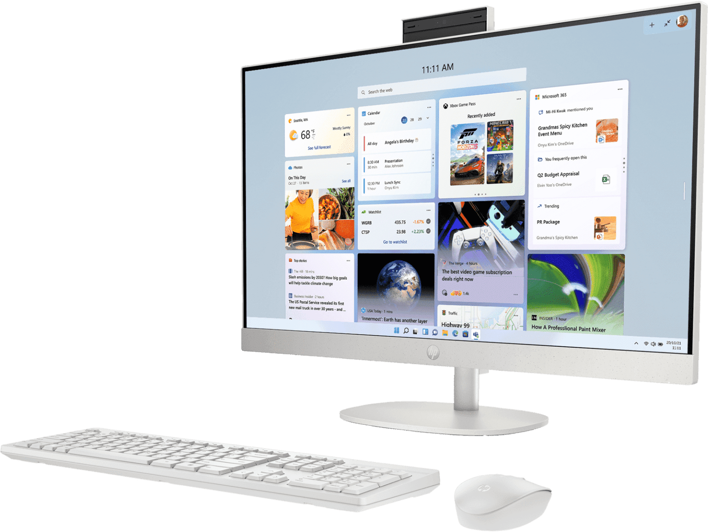 HP AIO 27 13th Gen Intel Core i3-1315U, 8GB, 512GB SSD, Intel UMA Graphics, 27 Inch FHD, Win 11, MS Office 2024, Shell White, CR0902IN
