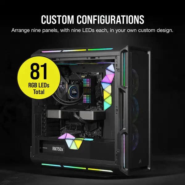 CORSAIR ICUE LC100 Mini Triangle Case Accent RGB Lighting Panels (9x Tile Expansion Kit)