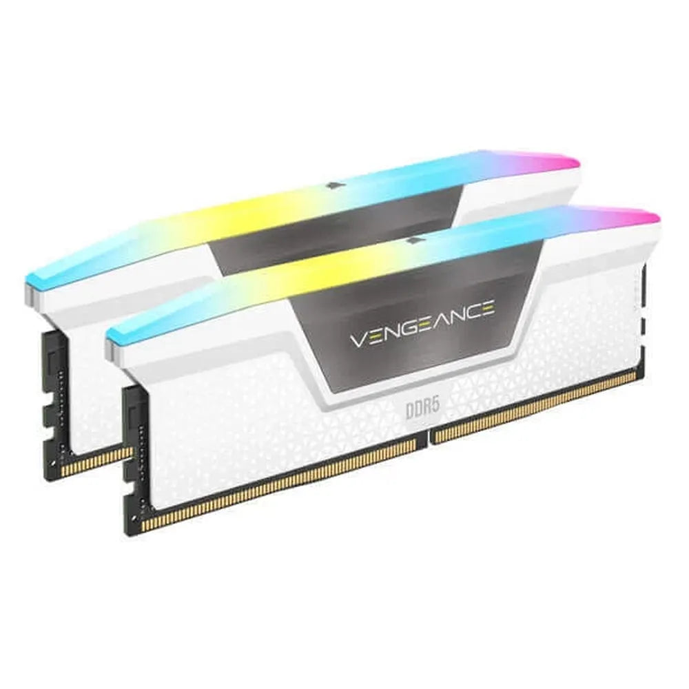 CORSAIR Vengeance RGB 64GB ( 32GBx2 ) 5600MHz DDR5 RAM ( White ) ( CL40 )