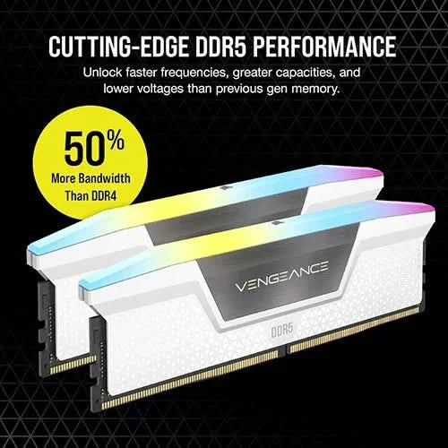 Corsair Vengeance RGB White 64GB (32GBx2) 6000MHz CL30 DDR5 RAM