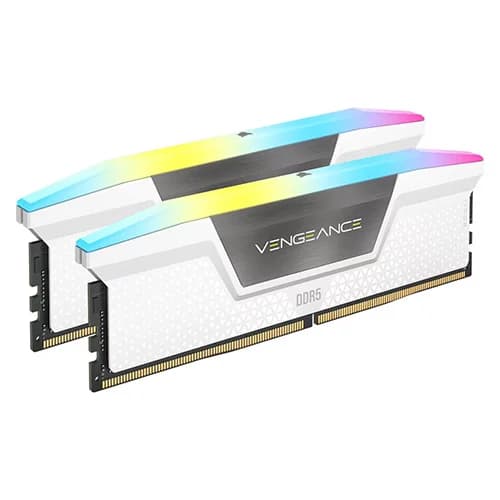CORSAIR Vengeance RGB 64GB ( 32GBx2 ) 6000MHz DDR5 RAM ( White ) ( CL30 )