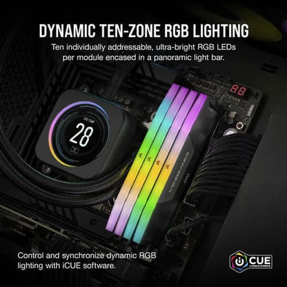 CORSAIR VENGEANCE-CMH96GX5M2B6400C32- RGB DDR5 96GB (2X48GB) DDR5 6400 CL32-40-40-84 1.4V STD PMIC INTEL XMP MEMORY - BLACK