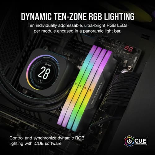 CORSAIR VENGEANCE-CMH96GX5M2B6400C32- RGB DDR5 96GB (2X48GB) DDR5 6400 CL32-40-40-84 1.4V STD PMIC INTEL XMP MEMORY - BLACK
