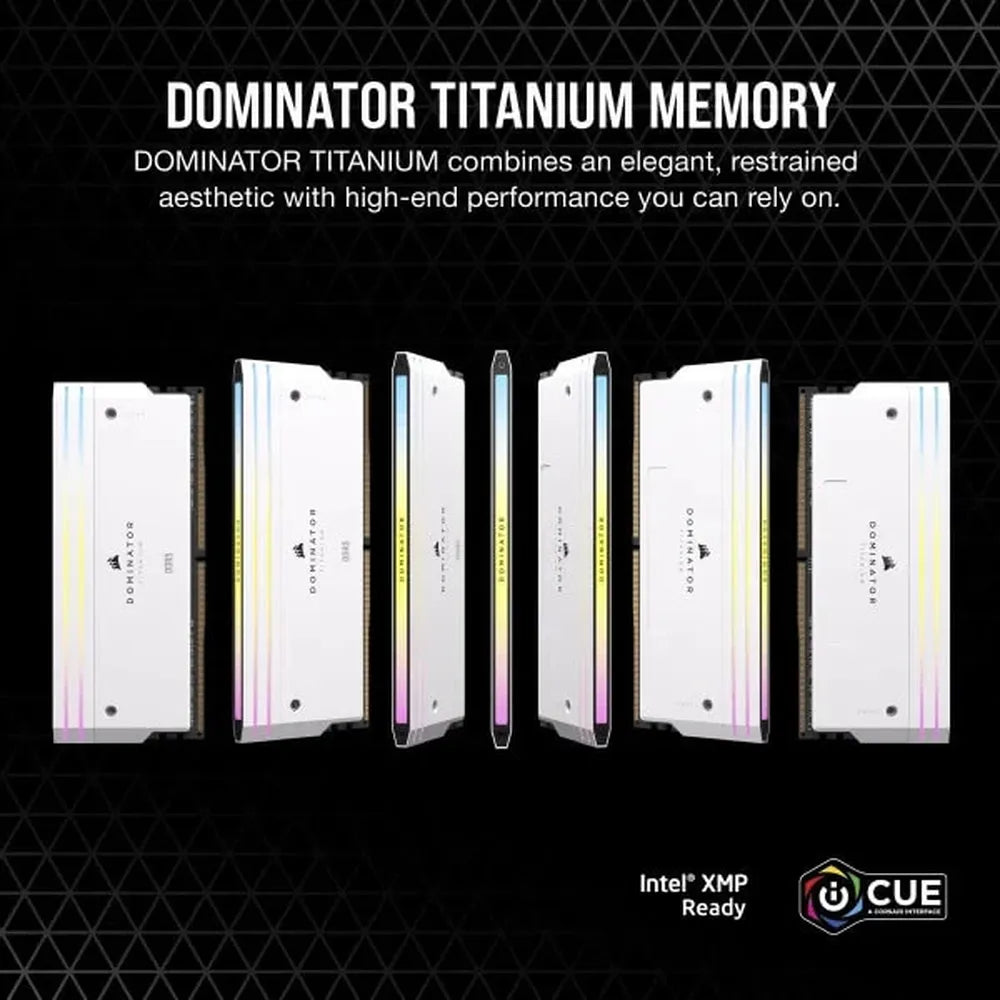 CORSAIR Dominator Titanium RGB 64GB ( 32GB x 2 ) 6600MHz DDR5 RAM ( White ) ( CL32 )