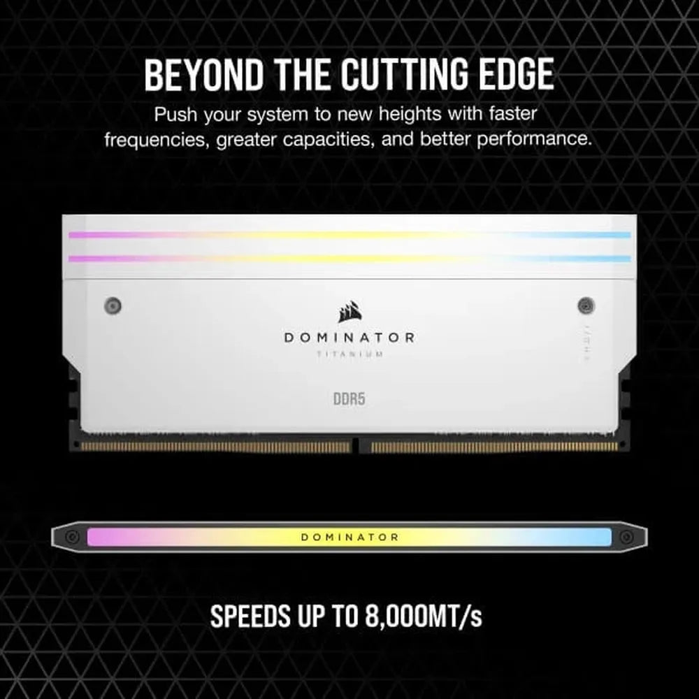 CORSAIR Dominator Titanium RGB 64GB ( 32GB x 2 ) 6600MHz DDR5 RAM ( White ) ( CL32 )