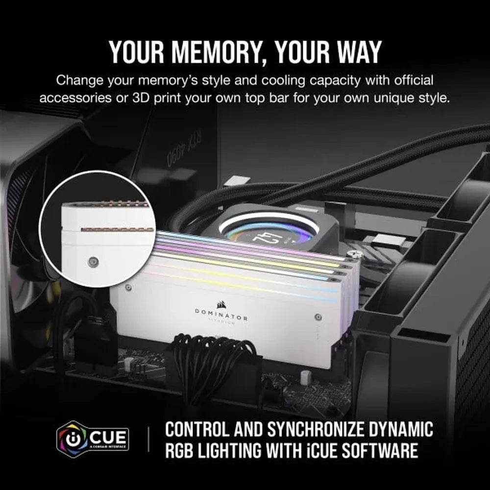 CORSAIR Dominator Titanium RGB 64GB ( 32GB x 2 ) 6600MHz DDR5 RAM ( White ) ( CL32 )