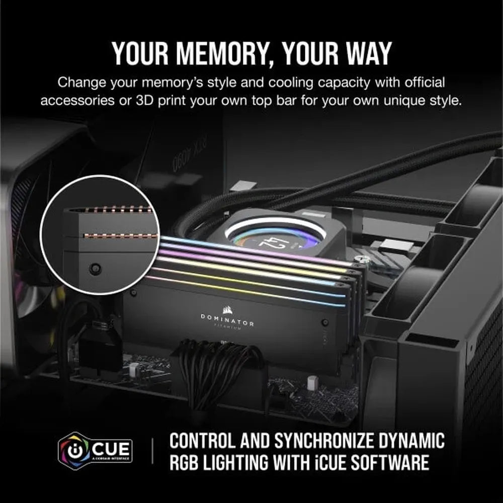 CORSAIR Dominator Titanium RGB 96GB ( 48GB x 2 ) 6600MHz DDR5 RAM (Black) ( CL40 )