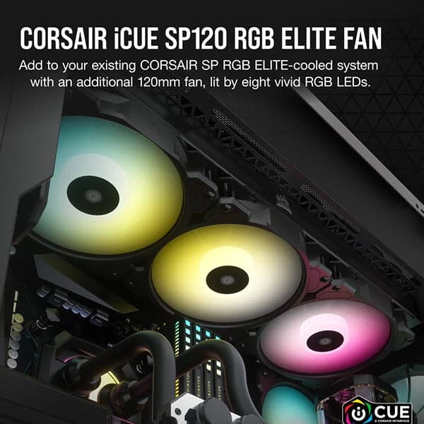 CORSAIR ICUE SP120 120mm RGB Elite Cabinet Fan (Black) (Single Pack)