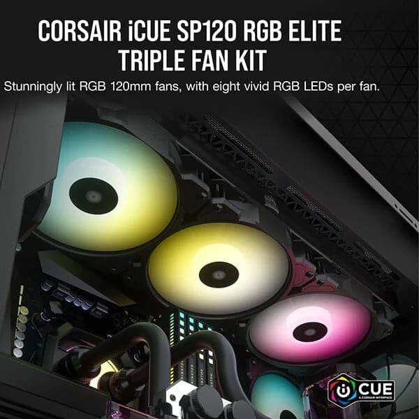 CORSAIR ICUE SP120 120mm RGB Elite Cabinet Fan (Black) (Triple Pack)