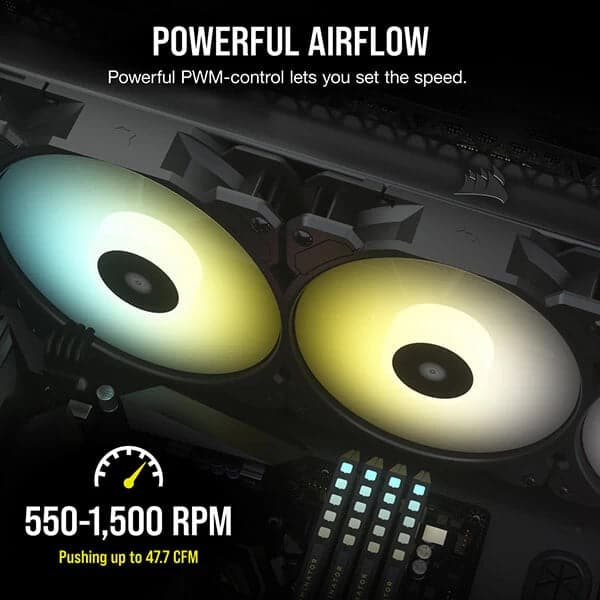 CORSAIR ICUE SP120 120mm RGB Elite Cabinet Fan (Black) (Triple Pack)