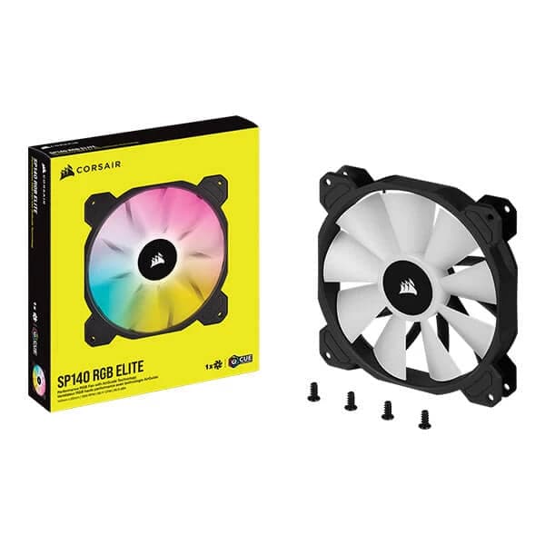 CORSAIR ICUE SP140 140mm RGB Elite White Cabinet Fan (Black) (Single Pack)