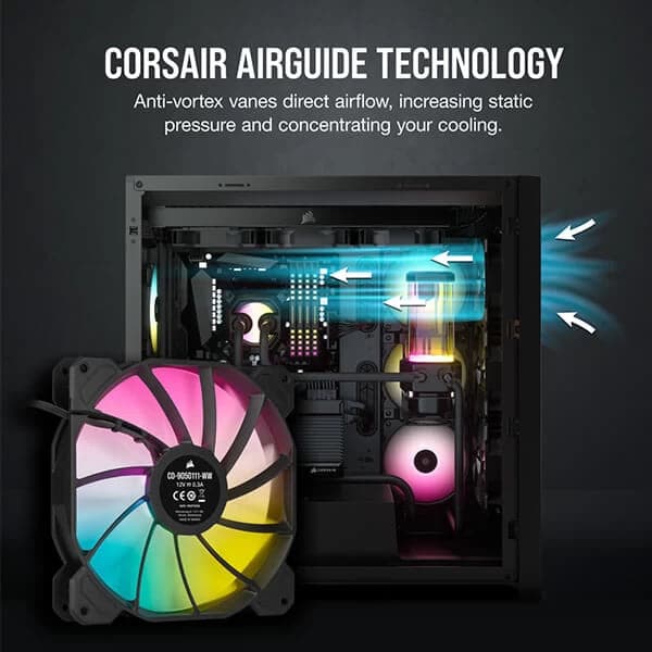 CORSAIR ICUE SP140 140mm RGB Elite White Cabinet Fan (Black) (Single Pack)