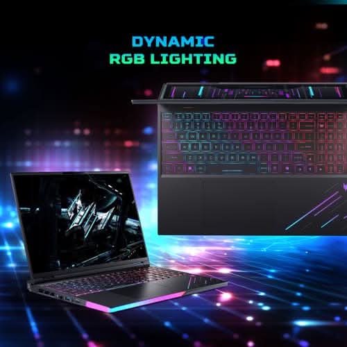 Acer Predator Helios 16 AI, Intel Core Ultra 9 Processor, 64GB RAM DDR5 6400mhz/2TB SSD, RTX 5090-24 GB GDDR7, 16.0" WQXGA OLED, 240Hz Refresh Rate, Windows11 Home, Abyssal Black, 2.65 kg, PH16-73, Per Key RGB Backlight Keyboard