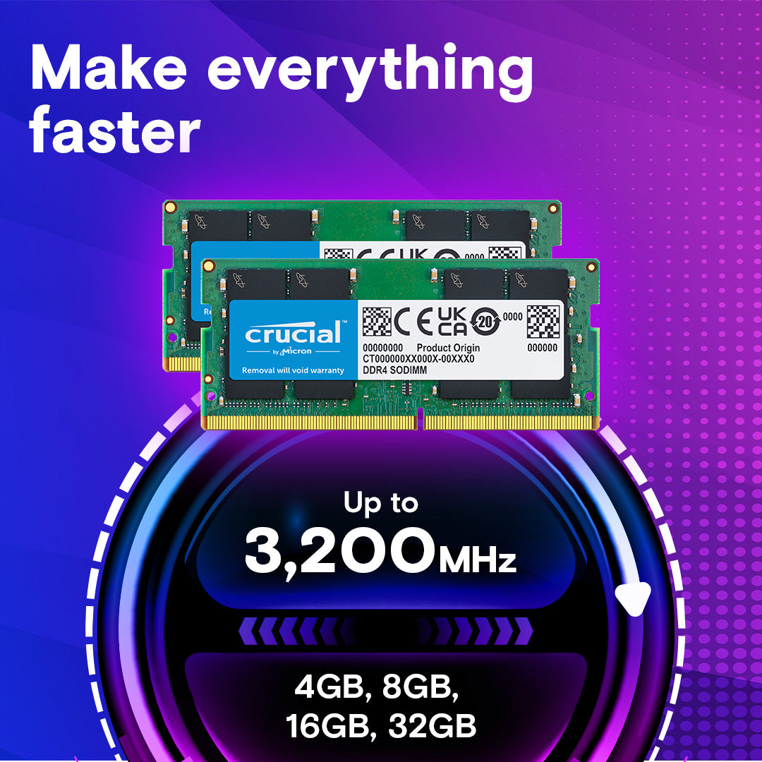 CRUCIAL 32GB KIT (2X16GB) DDR4-3200 CL22 LAPTOP RAM CT2K16G4SFRA32A