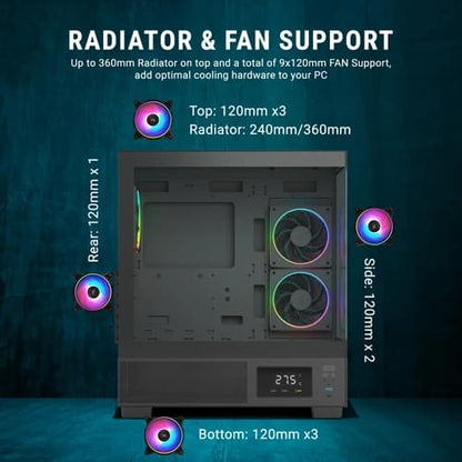 Ant Esports Crystal X3 LCD ARGB ATX Mid Tower Case