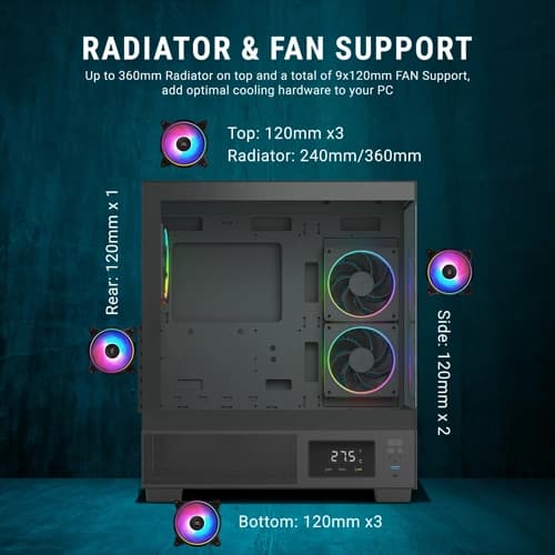 Ant Esports Crystal X3 LCD ARGB ATX Mid Tower Case