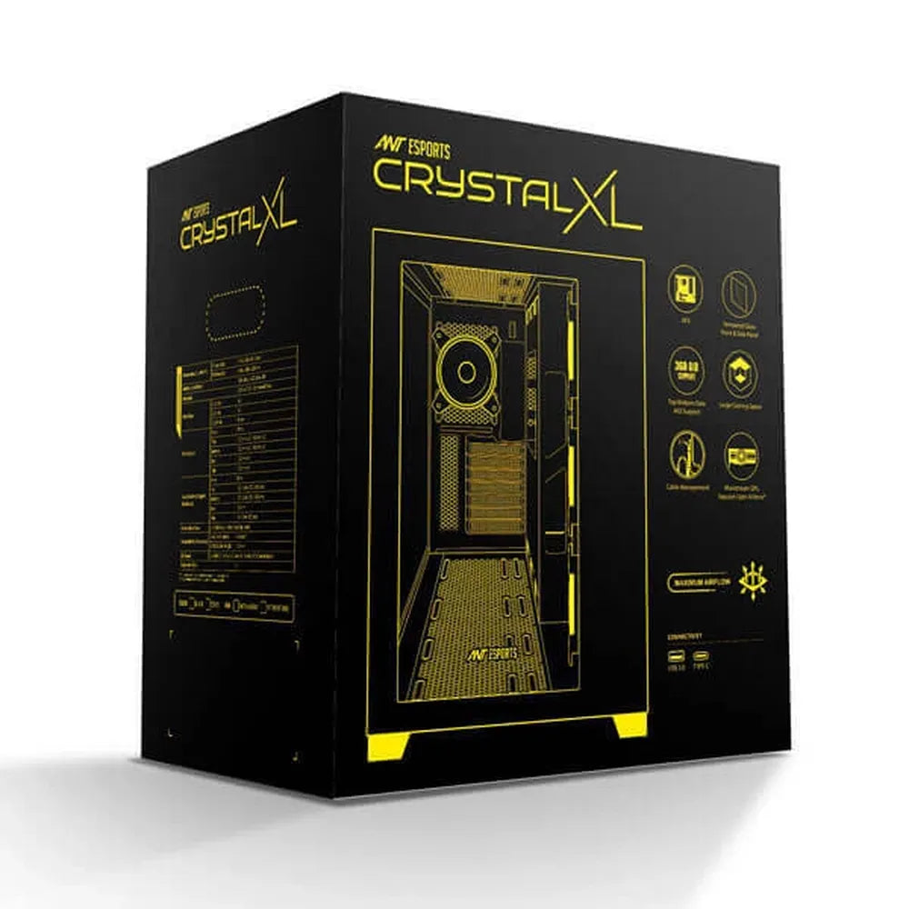 ANT ESPORTS Crystal XL ATX Mid Tower Cabinet (Black)