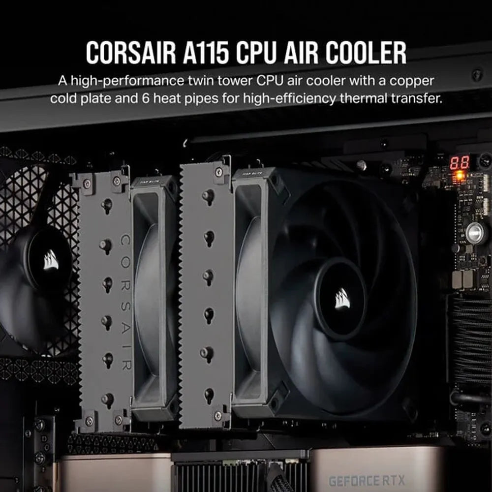 CORSAIR A115 Twin Tower 140mm Dual Tower CPU Air Cooler (Black)