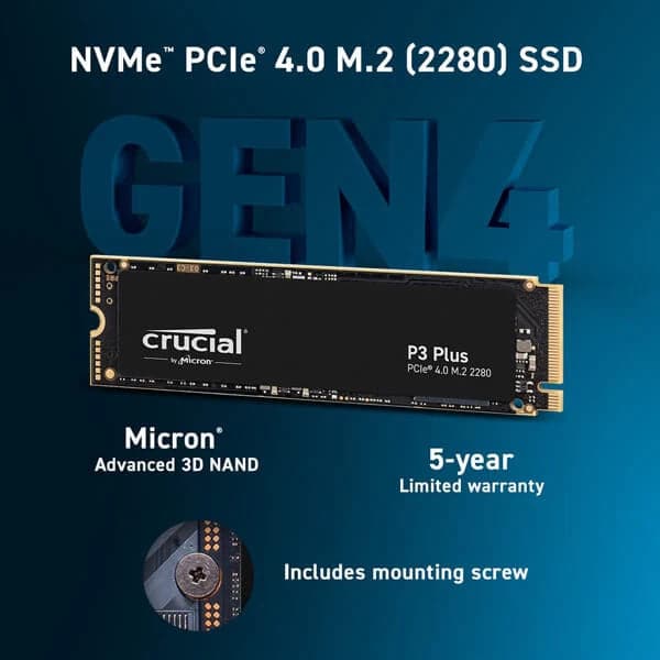 CRUCIAL P3 Plus 1TB M.2 NVMe Internal Solid State Drive