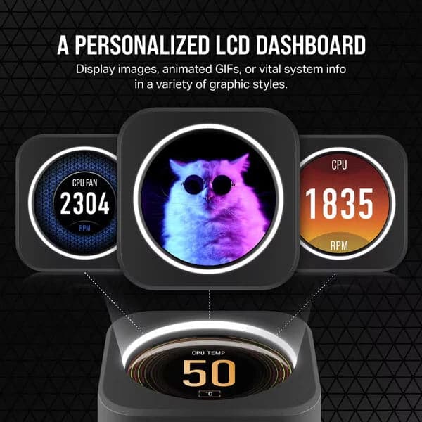 CORSAIR iCUE H150i Elite LCD XT RGB 360mm CPU Liquid Cooler (Black)