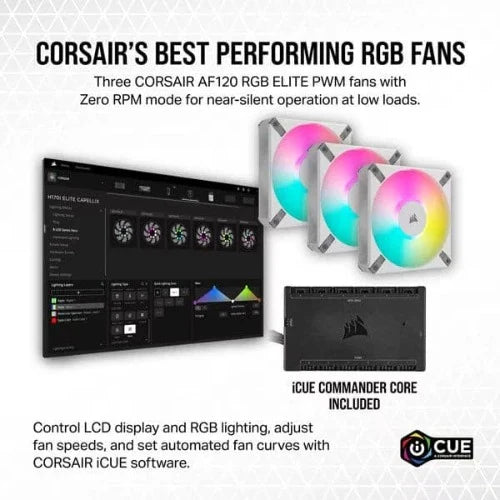 CORSAIR iCUE H150i Elite LCD XT RGB 360mm CPU Liquid Cooler (White)