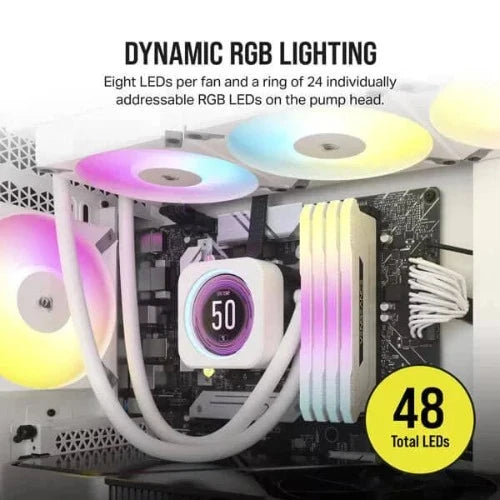 CORSAIR iCUE H150i Elite LCD XT RGB 360mm CPU Liquid Cooler (White)