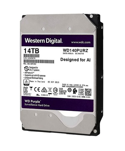 WESTERN DIGITAL PURPLE 14TB SURVEILLANCE INTERNAL SATA HARD DRIVE
