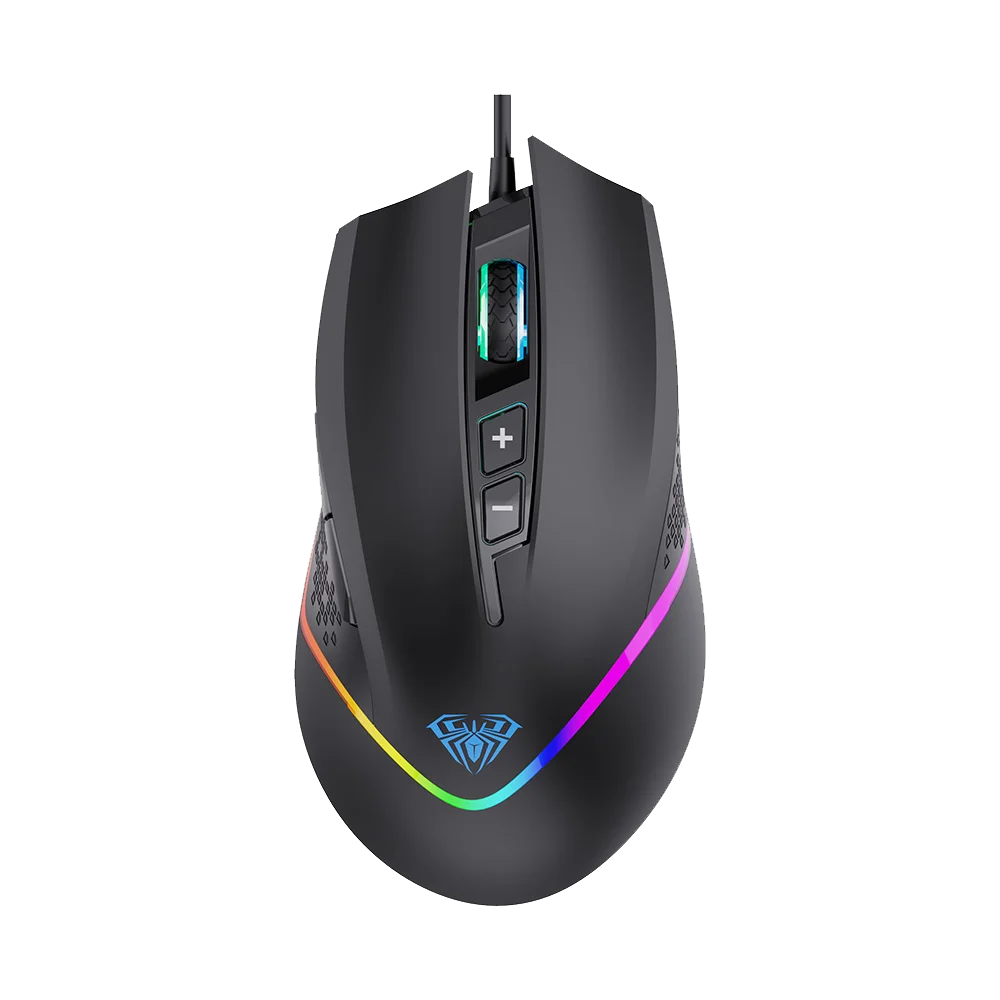AULA F805 Wired Ergonomic Gaming Mouse ( F805B ) ( 6400DPI / 7 Macro  Buttons ) (Black)