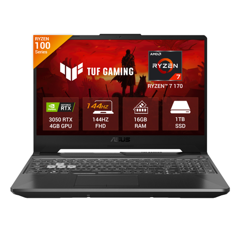 ASUS TUF Gaming A15, Gaming Laptop, AMD Ryzen 7 170 Processor, 16GB, 1TB, RTX 3050, 39.62 cm (15.6) FHD, Windows 11 Home, Office Home 2024 + M365 Basic (1 Year Validity) FA506NCQ-HN009WS