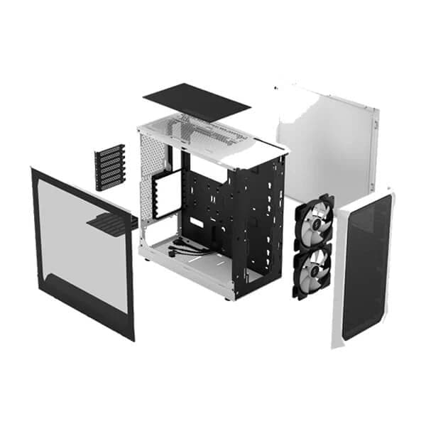 FRACTAL DESIGN Focus 2 Mesh RGB Clear Tint ATX Mid Tower Cabinet (White)