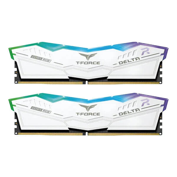 TEAMGROUP T-Force Delta RGB 32GB ( 16GBx2 ) 6000MHz DDR5 RAM ( White ) ( CL38 )