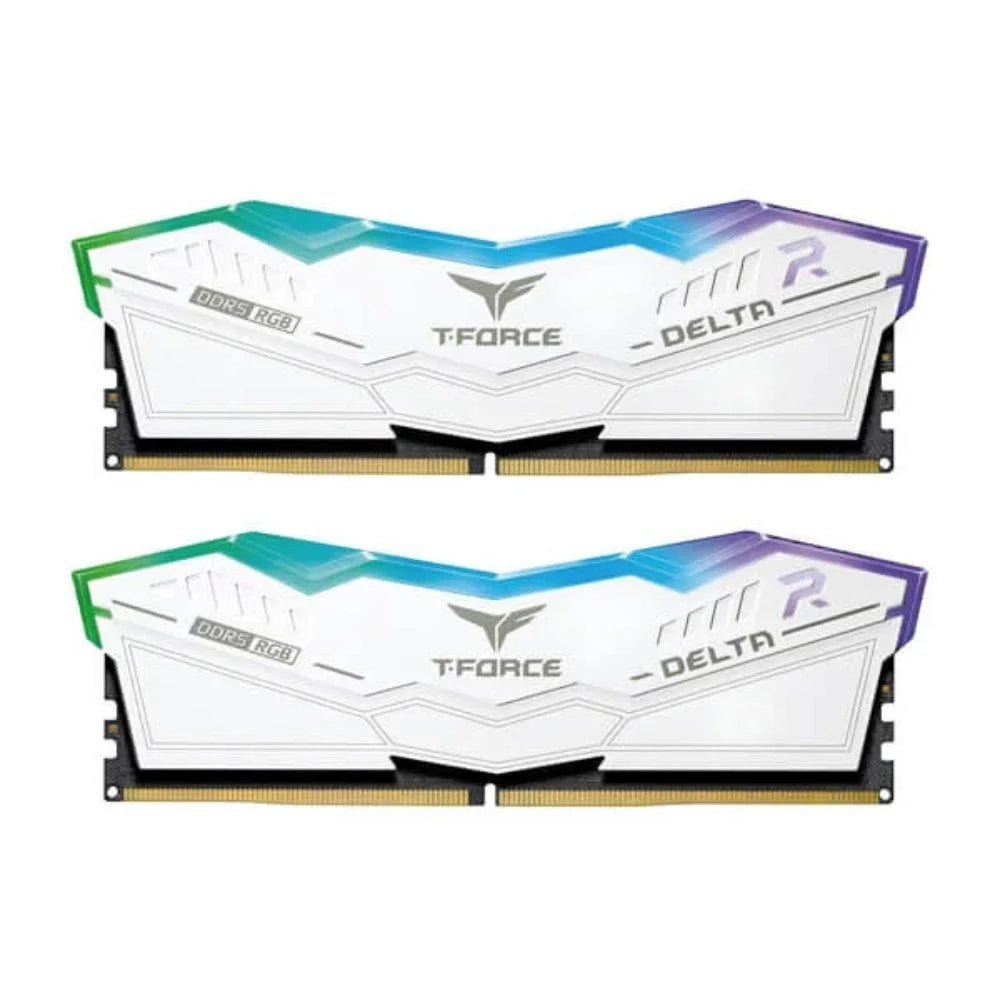 TEAMGROUP T-Force Delta RGB 64GB ( 32GBx2 ) 6000MHz DDR5 RAM ( White ) ( CL38 )