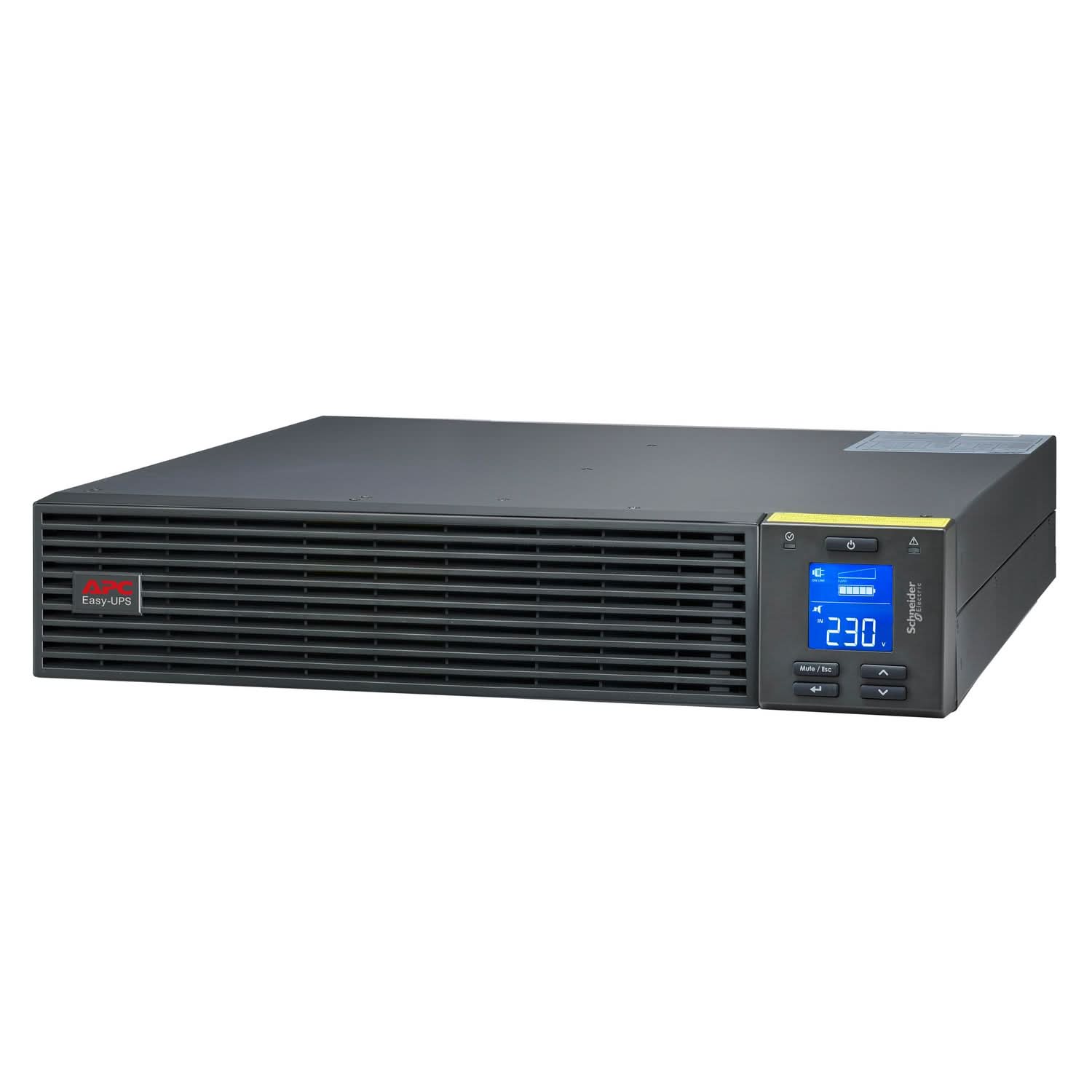 APC EASY UPS ON-LINE SRV3KL-IN - 3KVA/2400W | 230V | 4 INDIA 3-PIN 6A + 1X HARD WIRE 3-WIRE(1P+N+E) OUTLETS | RACKMOUNT 2U | INTELLIGENT CARD SLOT | VISUAL LCD AND AUDIBLE ALARMS | W/O RAIL KIT | 2 YEARS WARRANTY