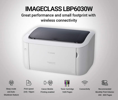CANON IMAGE CLASS LBP6030W SINGLE-FUNCTION LASER MONOCHROME PRINTER WHITE