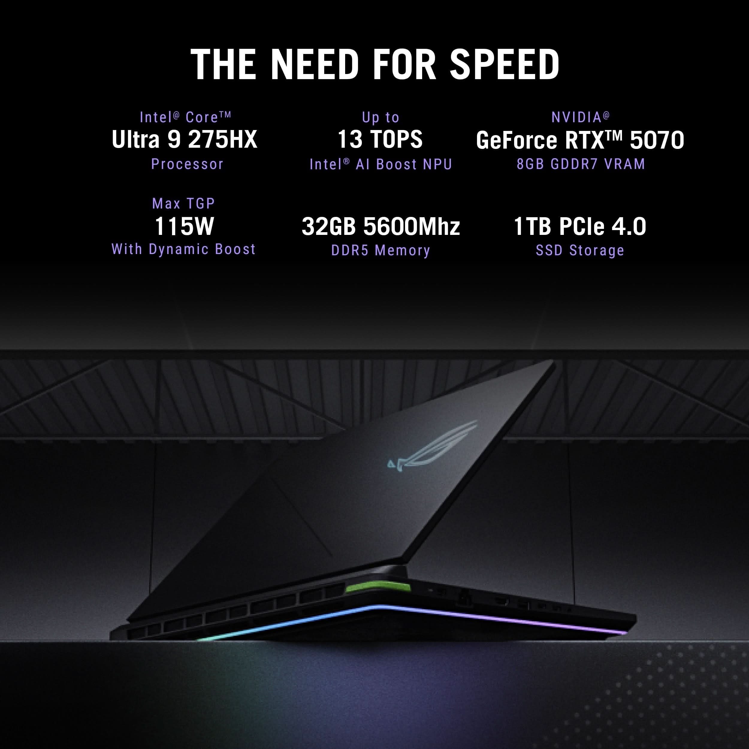 ASUS ROG STRIX G16 G615LP-S5022WS [ULTRA9-275HX/32GB/1TB SSD/WIN11 HOME+MS24/16.0"/8GB-RTX5070 GRAPHICS/1 YEAR(S)/GREY]