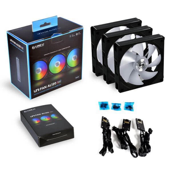 LIAN LI UNI Fan AL120 120mm ARGB Cabinet Fan (Black) (Triple Pack)